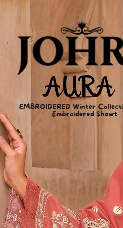 3 PC - Johra Aura - Stitched Embroidered Winter Collection - Coral Pink (JH-1433)