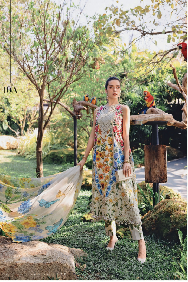 3 Piece Suit Stitched Embroidered Lawn BY Maria.B M.PRINTS'26 - MBPT-29-10A