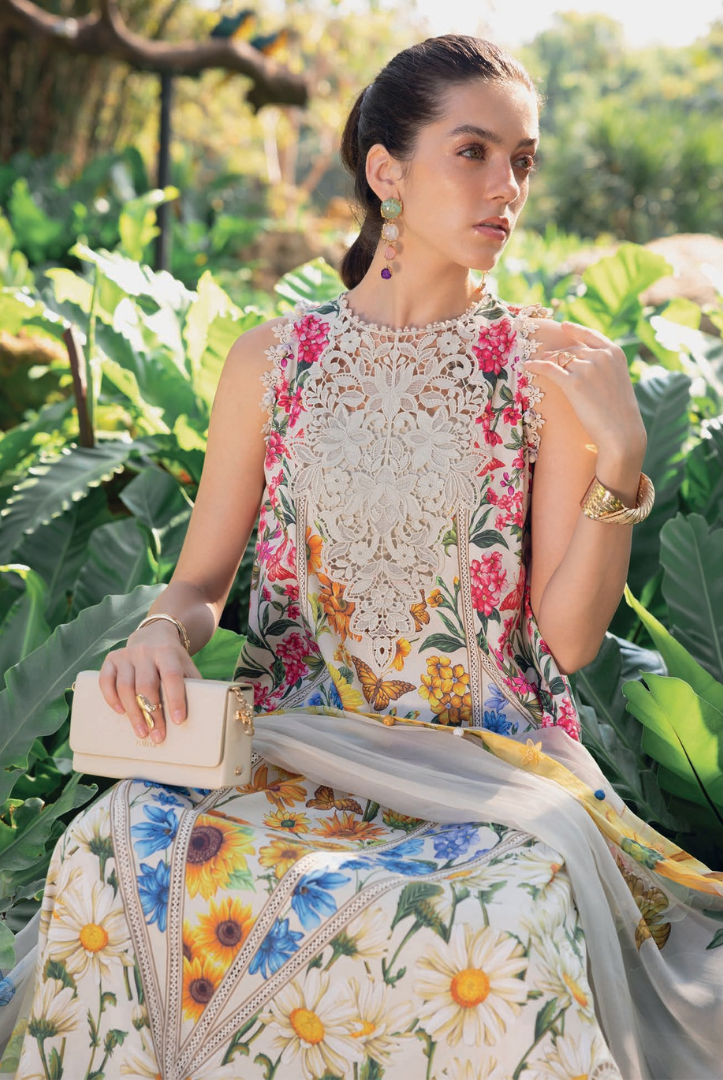 3 Piece Suit Stitched Embroidered Lawn BY Maria.B M.PRINTS'26 - MBPT-29-10A