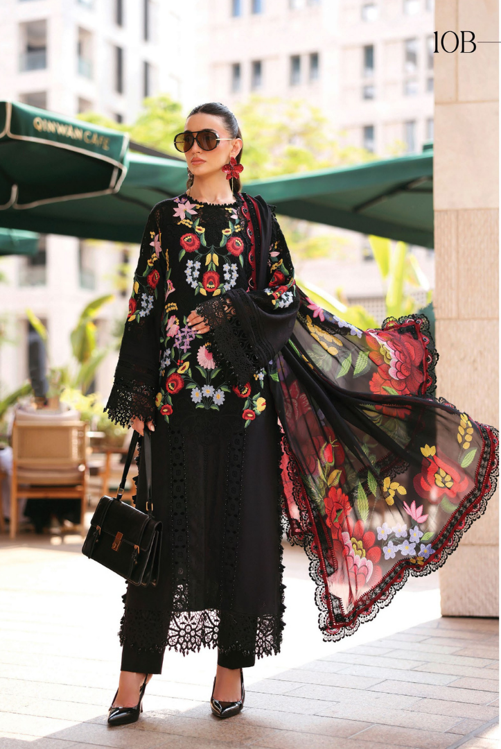 3 Piece Suit Stitched Embroidered Luxury Lawn Maria.B - MBL'26-1OB