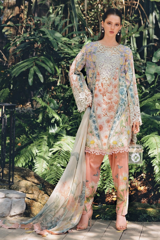 3 Piece Suit Stitched Embroidered Lawn BY Maria.B M.PRINTS'26 - MBPT-29-10B