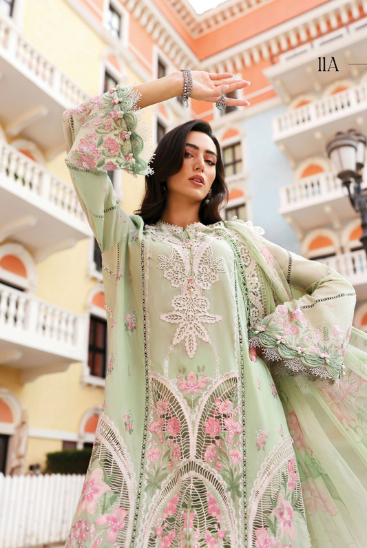 3 Piece Suit Stitched Embroidered Luxury Lawn Maria.B - MBL'26-11A