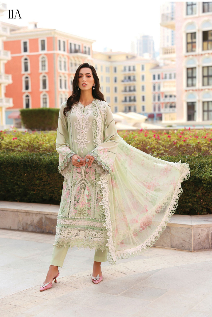 3 Piece Suit Stitched Embroidered Luxury Lawn Maria.B - MBL'26-11A