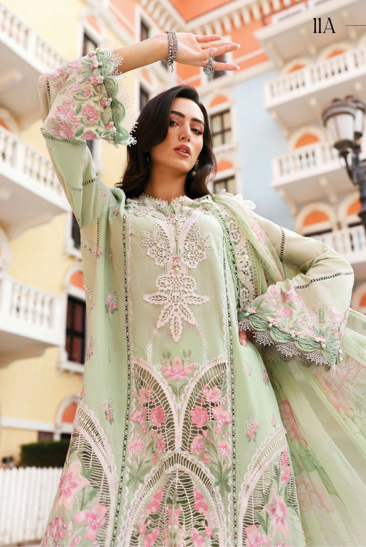 3 Piece Suit Stitched Embroidered Luxury Lawn Maria.B - MBL'26-11A