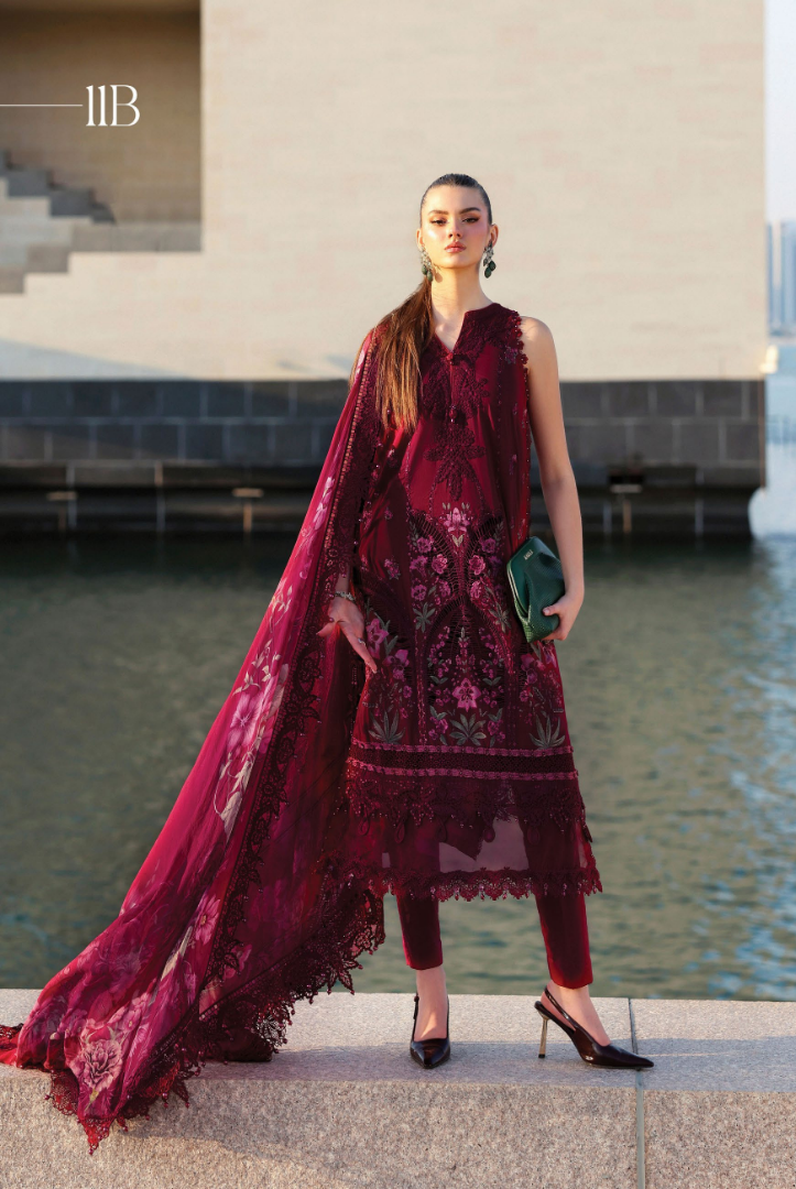 3 Piece Suit Stitched Embroidered Luxury Lawn Maria.B - MBL'26-11B