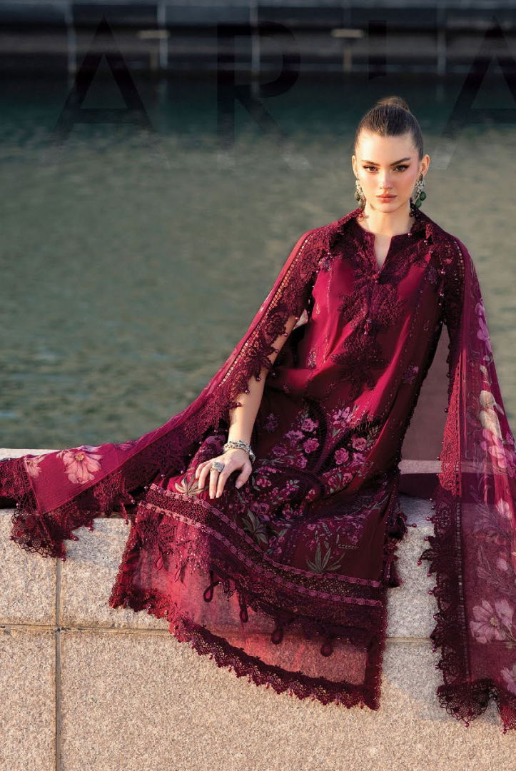 3 Piece Suit Stitched Embroidered Luxury Lawn Maria.B - MBL'26-11B