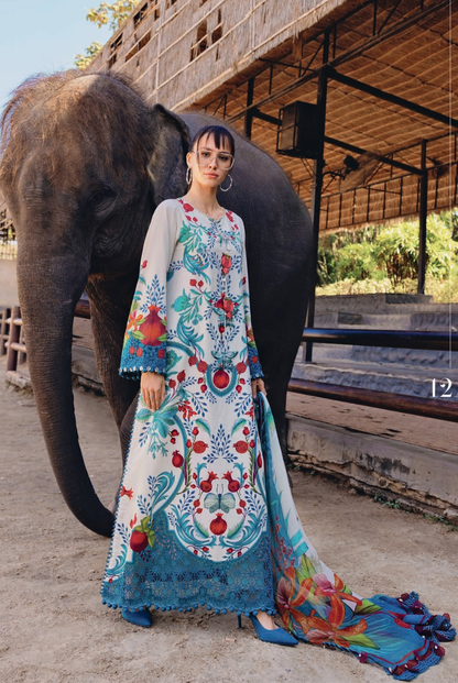 3 Piece Suit Stitched Embroidered Lawn BY Maria.B M.PRINTS'26 - MBPT-29-12A