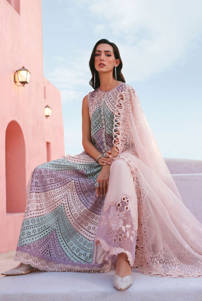 3 Piece Suit Stitched Embroidered Luxury Lawn Maria.B - MBL'26-12B