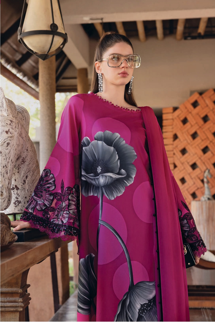 3 Piece Suit Stitched Embroidered Lawn BY Maria.B M.PRINTS'26 - MBPT-29-13B