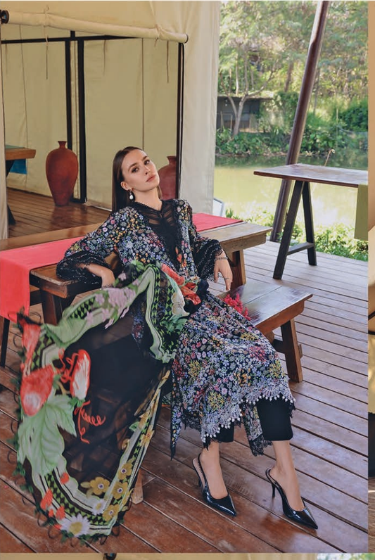 3 Piece Suit Stitched Embroidered Lawn BY Maria.B M.PRINTS'26 - MBPT-29-14B