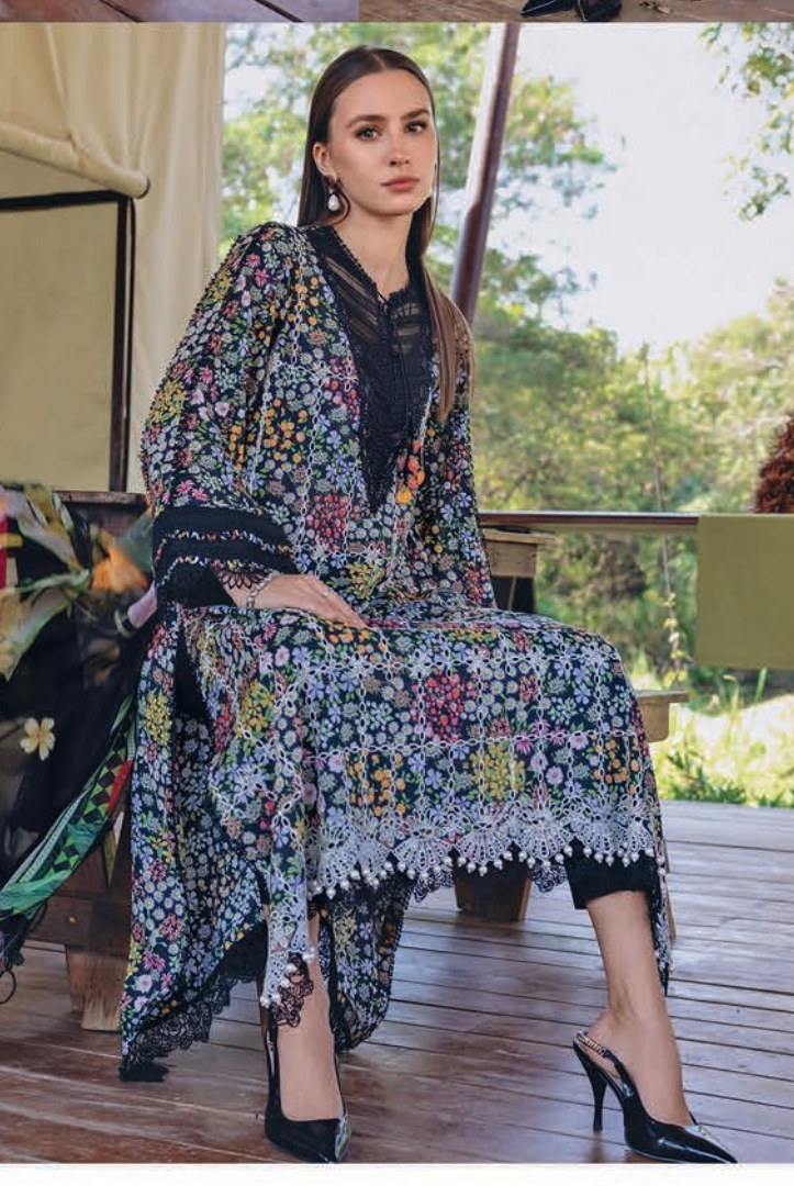 3 Piece Suit Stitched Embroidered Lawn BY Maria.B M.PRINTS'26 - MBPT-29-14B