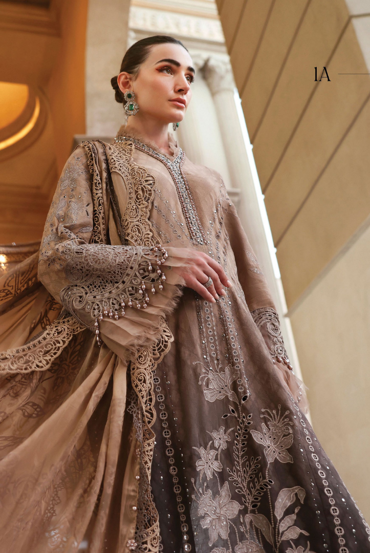 3 Piece Suit Stitched Embroidered Luxury Lawn Maria.B - MBL'26-1A