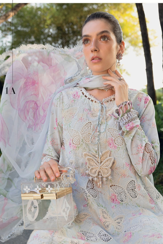 3 Piece Suit Stitched Embroidered Lawn BY Maria.B M.PRINTS'26 - MBPT-29-1B