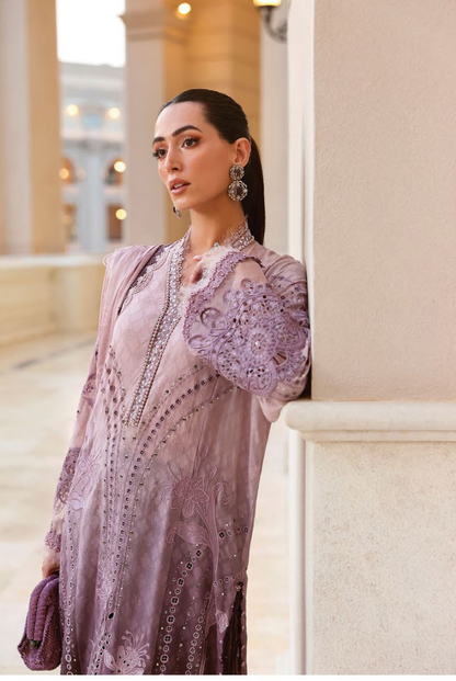3 Piece Suit Stitched Embroidered Luxury Lawn Maria.B - MBL'26-1B