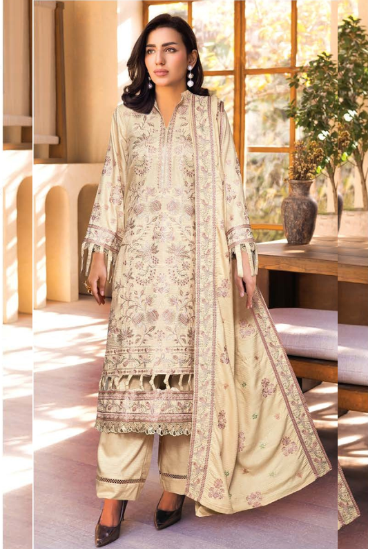 3 PC - Johra Aura - Stitched Embroidered Winter Collection - Cream (JH-1434)