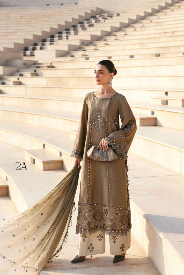 3 Piece Suit Stitched Embroidered Luxury Lawn Maria.B - MBL'26-2A