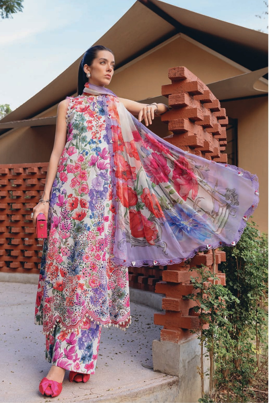 3 Piece Suit Stitched Embroidered Lawn BY Maria.B M.PRINTS'26 - MBPT-29-2A