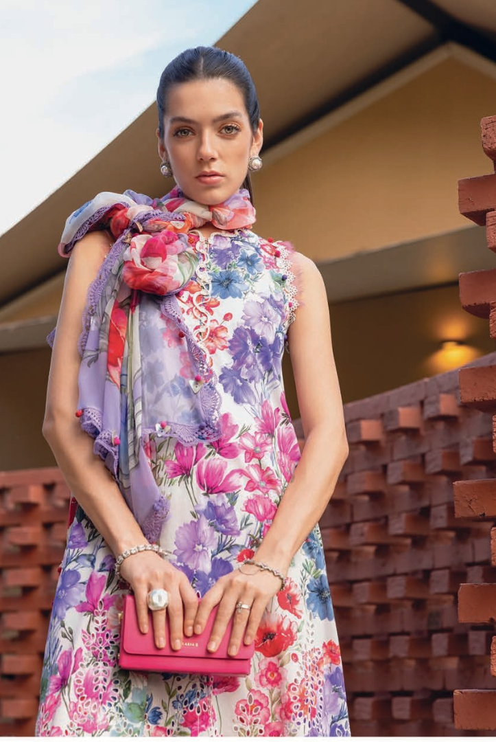 3 Piece Suit Stitched Embroidered Lawn BY Maria.B M.PRINTS'26 - MBPT-29-2A