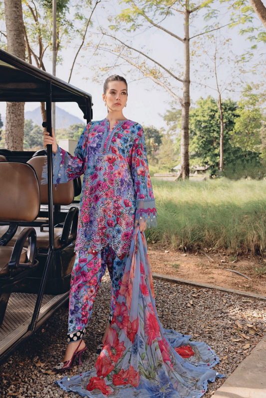 3 Piece Suit Stitched Embroidered Lawn BY Maria.B M.PRINTS'26 - MBPT-29-2B