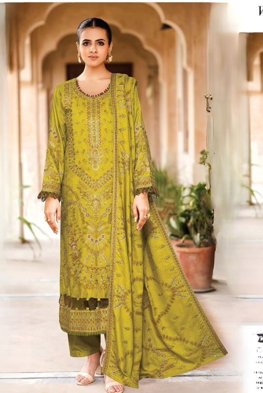 3 PC - Johra Aura - Stitched Embroidered Winter Collection - Lime Green (JH-1435)