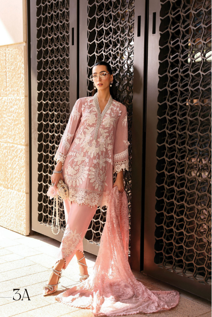 3 Piece Suit Stitched Embroidered Luxury Lawn Maria.B - MBL'26-3A