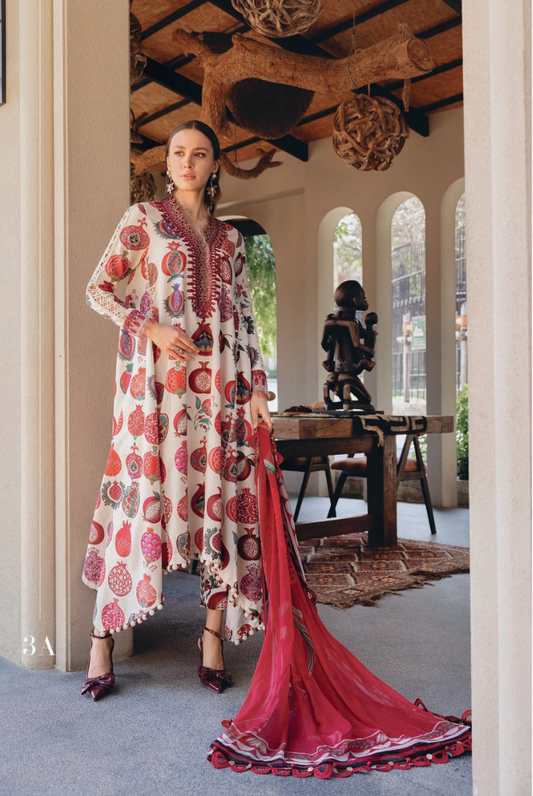 3 Piece Suit Stitched Embroidered Lawn BY Maria.B M.PRINTS'26 - MBPT-29-3A