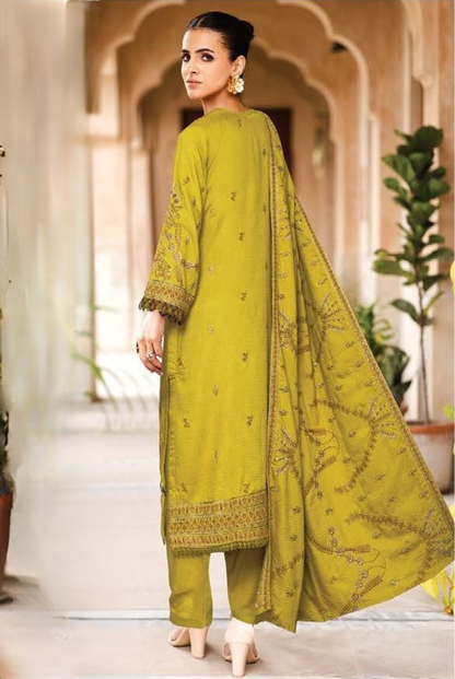 3 PC - Johra Aura - Stitched Embroidered Winter Collection - Lime Green (JH-1435)