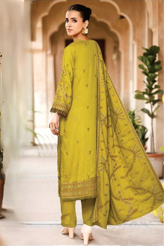 3 PC - Johra Aura - Stitched Embroidered Winter Collection - Lime Green (JH-1435)