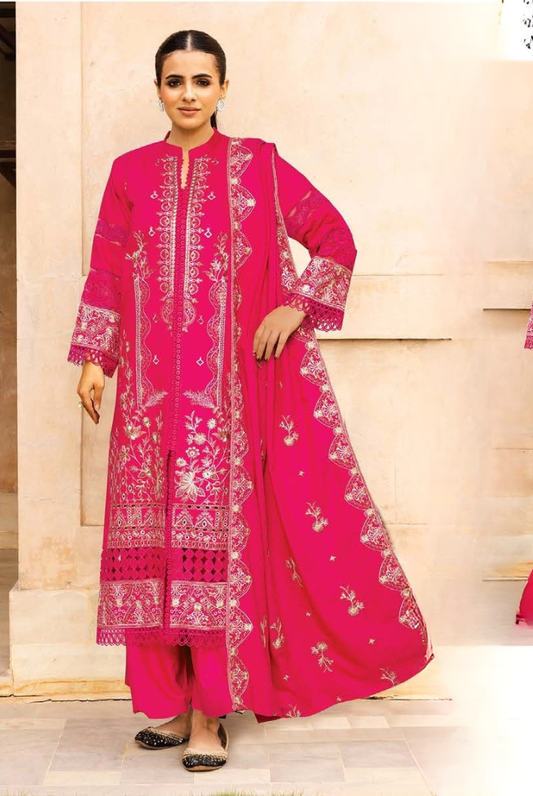 3 PC - Johra Aura - Stitched Embroidered Winter Collection - Magenta (JH-1436)