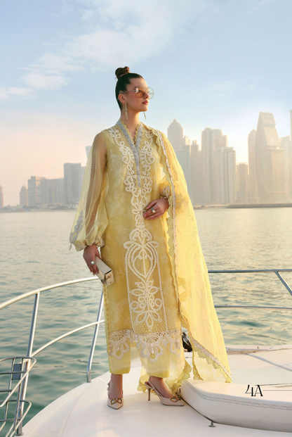 3 Piece Suit Stitched Embroidered Luxury Lawn Maria.B - MBL'26-4A