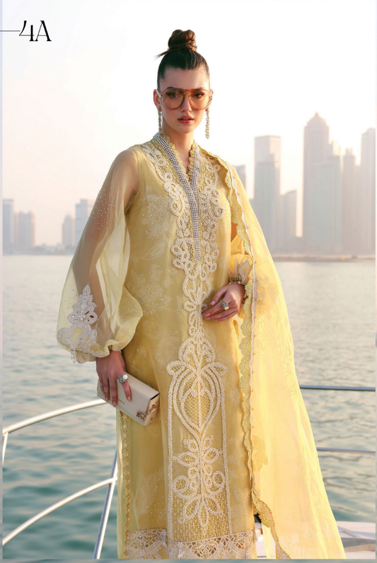 3 Piece Suit Stitched Embroidered Luxury Lawn Maria.B - MBL'26-4A