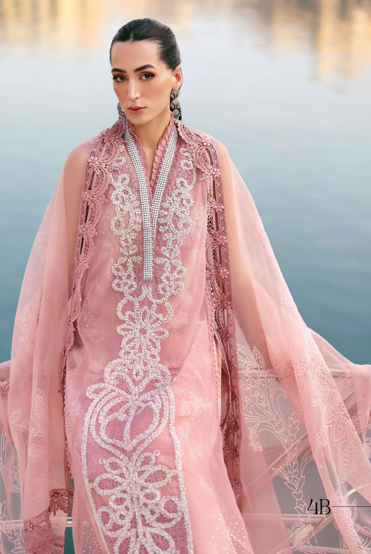 3 Piece Suit Stitched Embroidered Luxury Lawn Maria.B - MBL'26-4B