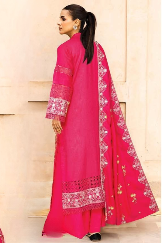 3 PC - Johra Aura - Stitched Embroidered Winter Collection - Magenta (JH-1436)