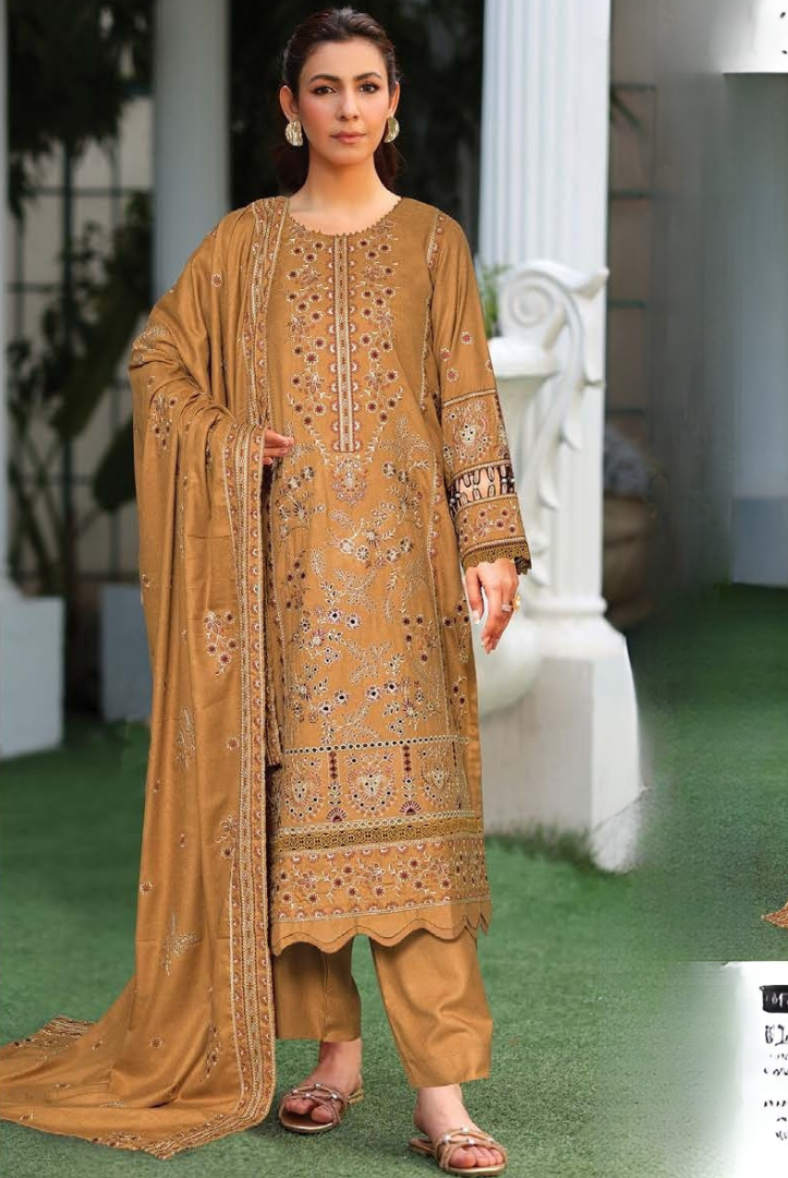 3 PC - Johra Aura - Stitched Embroidered Winter Collection - Mustard (JH-1437)