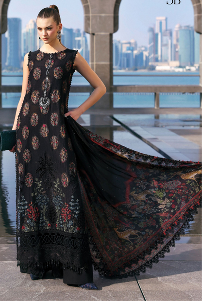 3 Piece Suit Stitched Embroidered Luxury Lawn Maria.B - MBL'26-5B