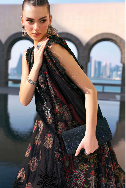 3 Piece Suit Stitched Embroidered Luxury Lawn Maria.B - MBL'26-5B