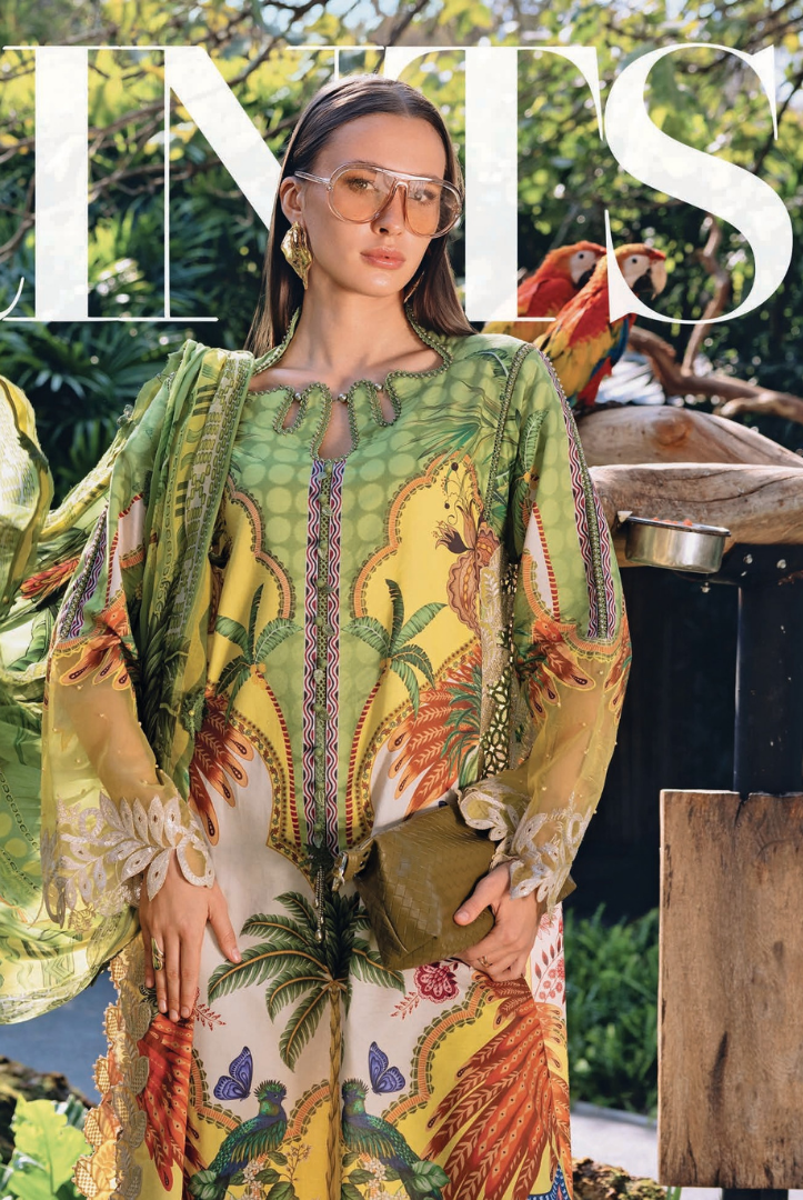 3 Piece Suit Stitched Embroidered Lawn BY Maria.B M.PRINTS'26 - MBPT-29-5B