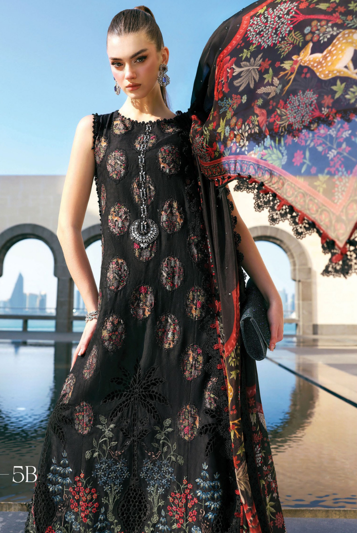 3 Piece Suit Stitched Embroidered Luxury Lawn Maria.B - MBL'26-5B