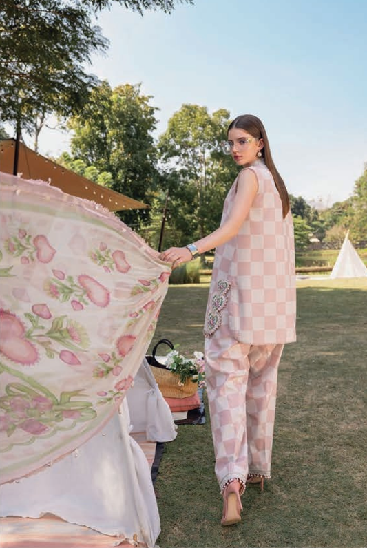 3 Piece Suit Stitched Embroidered Lawn BY Maria.B M.PRINTS'26 - MBPT-29-6A