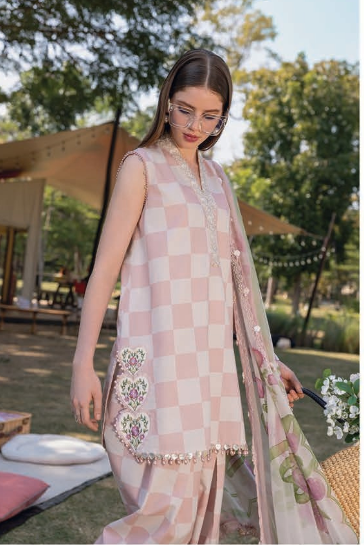 3 Piece Suit Stitched Embroidered Lawn BY Maria.B M.PRINTS'26 - MBPT-29-6A