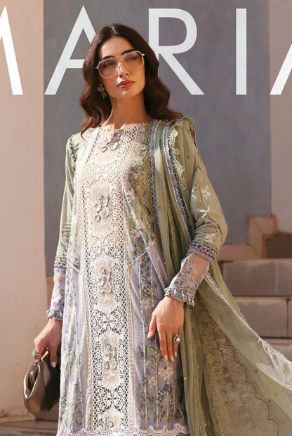 3 Piece Suit Stitched Embroidered Luxury Lawn Maria.B - MBL'26-6B