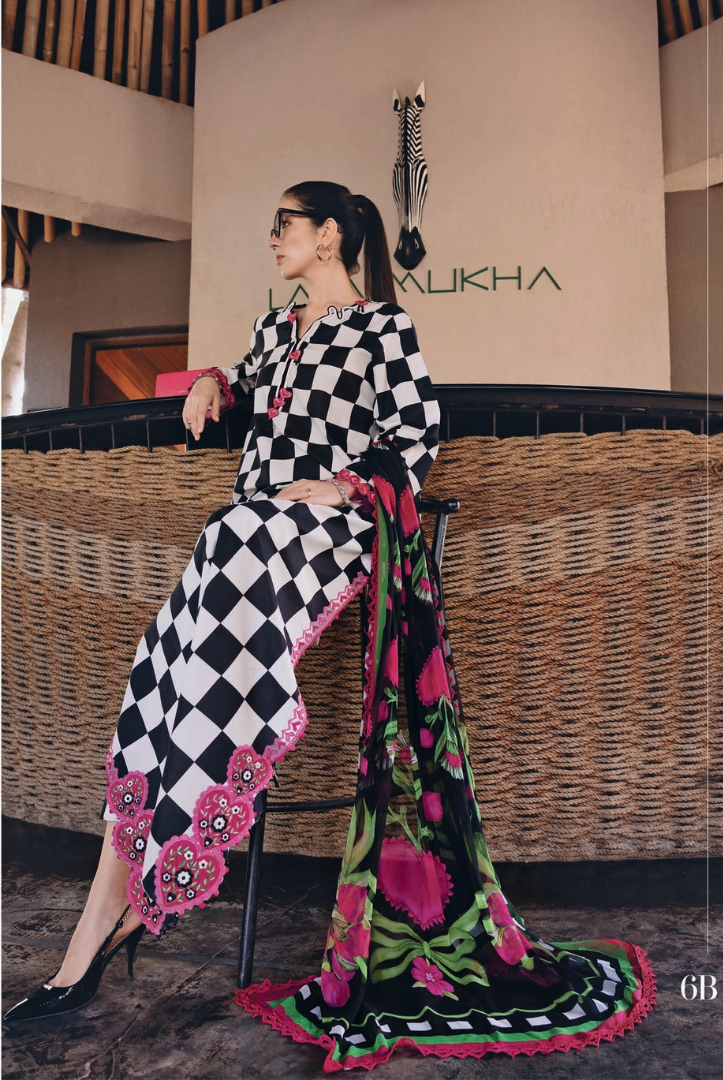 3 Piece Suit Stitched Embroidered Lawn BY Maria.B M.PRINTS'26 - MBPT-29-6B