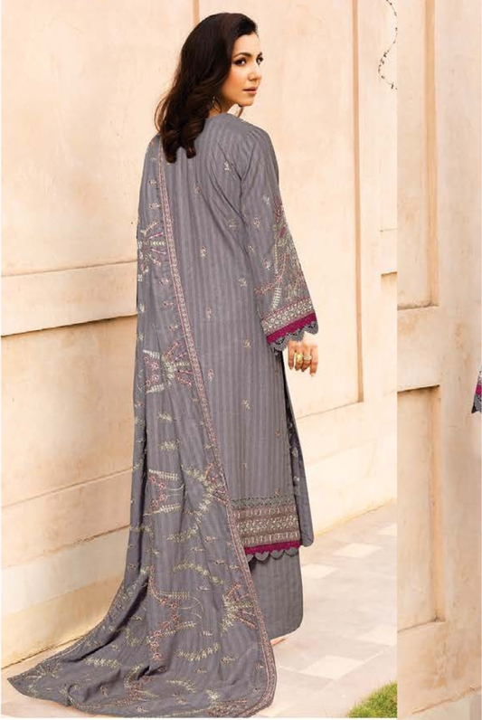 3 PC - Johra Aura - Stitched Embroidered Winter Collection - Steel Grey (JH-1438)