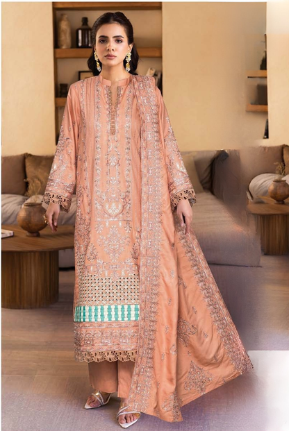 3 PC - Johra Aura - Stitched Embroidered Winter Collection - Peach (JH-1439)