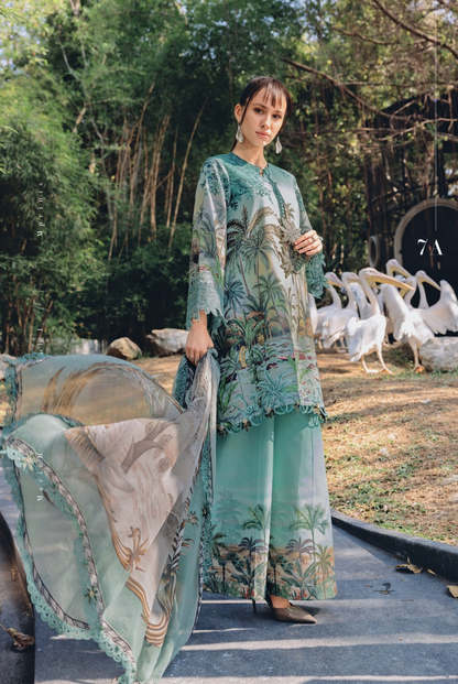 3 Piece Suit Stitched Embroidered Lawn BY Maria.B M.PRINTS'26 - MBPT-29-7A