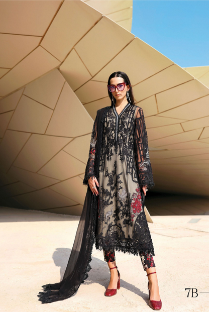 3 Piece Suit Stitched Embroidered Luxury Lawn Maria.B - MBL'26-7B