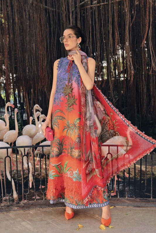 3 Piece Suit Stitched Embroidered Lawn BY Maria.B M.PRINTS'26 - MBPT-29-7B