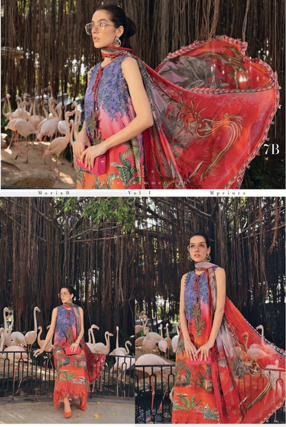 3 Piece Suit Stitched Embroidered Lawn BY Maria.B M.PRINTS'26 - MBPT-29-7B