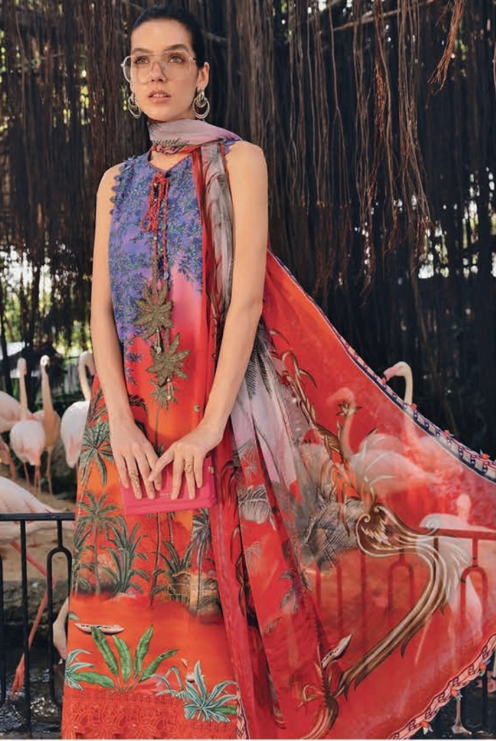 3 Piece Suit Stitched Embroidered Lawn BY Maria.B M.PRINTS'26 - MBPT-29-7B