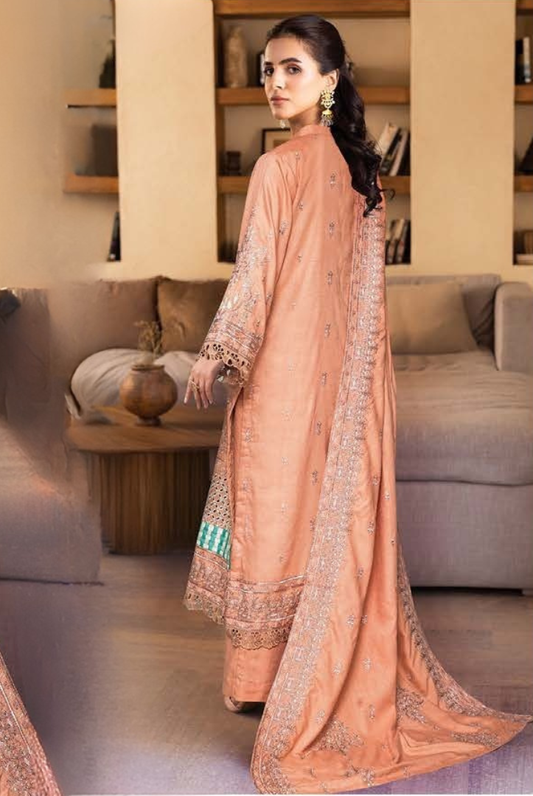 3 PC - Johra Aura - Stitched Embroidered Winter Collection - Peach (JH-1439)